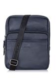 Men's navy blue leather zipper bag TORMS-0016A-69(W24)