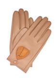 Beige leather women's gloves REKDS-0113-1B(Z26)