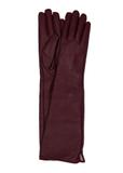 Long Burgundy Leather Women's Gloves REKDS-0088-4D(Z26)