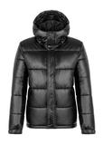 Men's black insulated jacket with hood KURMT-0340-99(Z25)
