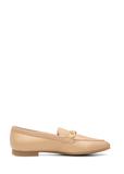 Leather dark beige women's loafers with chain BUTYD-0914A-1B(W26)