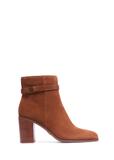 Cognac suede women's ankle boots with logo BUTYD-1214-1F(Z26)