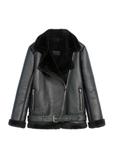 Black short women's sheepskin coat KOZDP-0001A-99(Z25)