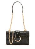 Black small croco leather handbag TORES-1117-99(W25)