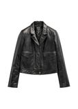 Black women's leather short jacket KURDS-0471-99(W26)