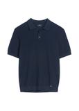 Navy blue ribbed polo shirt POLMT-0085-7E(W26)