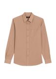Men's camel linen blend shirt KOSMT-0379-1D(W26)