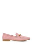 Women's pink leather loafers with chain BUTYD-0914-31(W25)