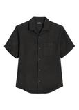 Men's linen shirt in black KOSMT-0359-99(W26)