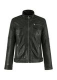 Men's khaki leather jacket KURMS-0349-2798(Z24)