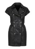 Black leather waist dress SUKDS-0049-5506(Z23)