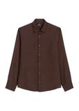 Brown linen men's shirt KOSMT-0321A-1I(W26)