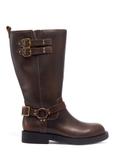 Dark brown leather women's ankle boots BUTYD-1305-1I(Z26)