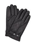 Men's black leather gloves with wool REKMS-0082-9P(Z26)
