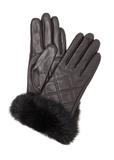 Women's leather gloves with rabbit fur REKDS-0071A-1I(Z26)