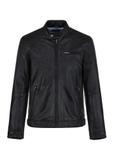 Black classic leather jacket for men KURMS-0328-5491(W24)