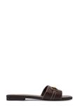 Women's leather slides in dark brown BUTYD-1273-1I(W26)