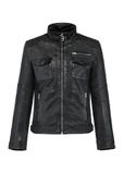 Men's black leather jacket KURMS-0349-2772(Z24)