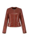 Women's maroon leather jacket KURDS-0414-1289(W23)