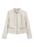 Women's short leather jacket in beige color KURDS-0603-0B(W26)