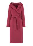 Women's long raspberry oversize coat PLADT-0052-32(W24)