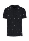 Navy blue polo with sailboat pattern men's POLMT-0071-69(W24)