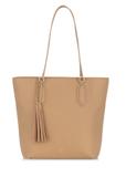 Beige padded faux leather shopper bag TOREC-0905-80(W24)