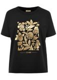 Black women's T-shirt with a floral print TSHDT-0132-99(Z24)