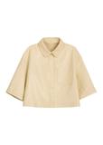 Short light yellow leather women's shirt KOSDS-0005-2A(W26)
