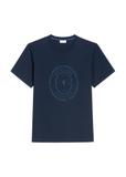 Navy blue cotton men's T-shirt with print TSHMT-0152-7E(Z26)