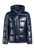 Navy blue men's quilted jacket with hood KURMT-0340-69(Z25)