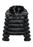 Black women's fur coat with collar FUTDF-0100-4159(Z24)