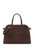 Dark brown leather women's shopper bag TORES-1412-1H(Z26)