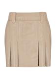 Beige leather pleated mini skirt SPCDS-0070-1187(W24)