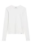Cream Ribbed Women's Longsleeve LSLDT-0058-0B(Z26)