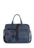 Men's navy blue leather bag TORMS-0047N-69(Z24)