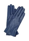 Women's navy blue leather gloves REKDS-0001-69(Z24)