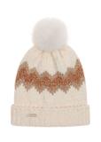 Beige women's cap with pompom CZADT-0086A-81(Z23)