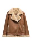 Camel short women's sheepskin coat KOZDP-0001A-1D(Z26)