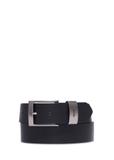 Black smooth leather men's belt PASMS-0163A-99(Z25)