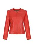 Women's red leather jacket KURDS-0209-4156(W23)