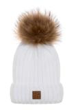 White women's hat with pompom CZADT-0066-12(Z24)