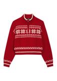 Red women's sweater with Norwegian pattern SWEDT-0273-4B(Z26)