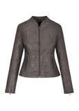 Cocoa stitched leather jacket for women KURDS-0504-1355(W24)