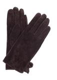 Brown suede women's gloves REKDS-0099-1I(Z26)