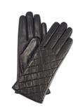 Women's black leather gloves REKDS-0079A-99(Z25)