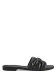 Black leather women's flip-flops with braid BUTYD-1225-99(W26)
