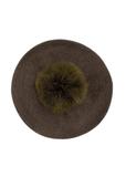 Women's beret with pompom in khaki CZADT-0180-54(Z24)