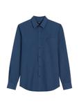 Navy blue men's shirt with a linen blend KOSMT-0379-7H(W26)