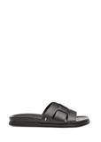 Black leather women's flip-flops BUTYD-1163-99(W25)